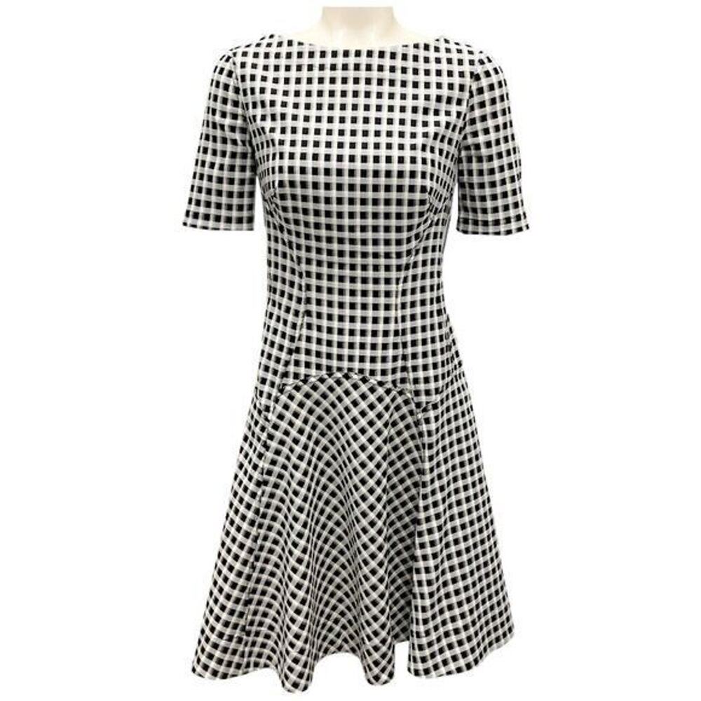 $1450 Lela Rose 14 Gingham Print Dress Fit & Flare